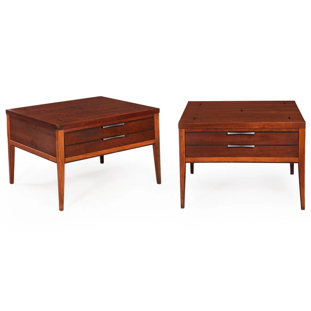 Mid Century Modern Pair of “Tuxedo” End Tables Nightstands by Lane, circa 1960s