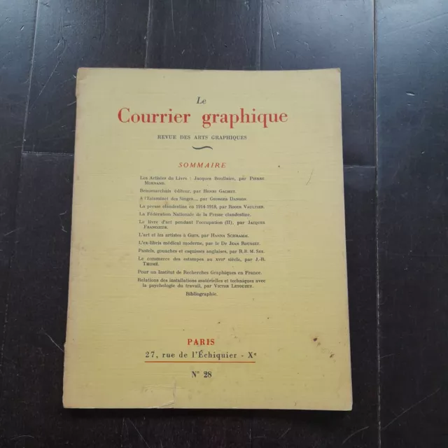 Le Courrier Graphique Revue Des Arts Graphiques N° 28  1946