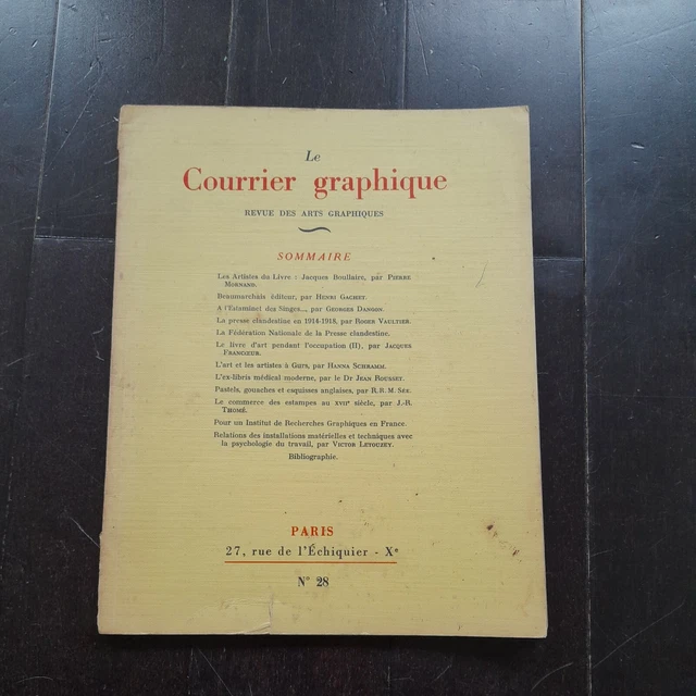 Le Courrier Graphique Revue Des Arts Graphiques N° 28  1946