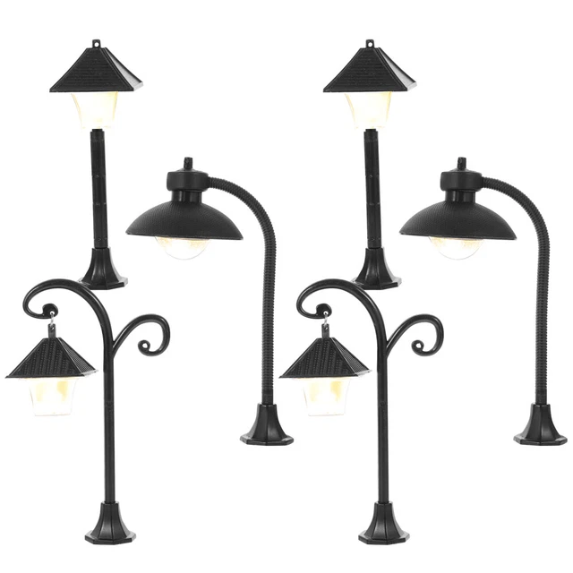 6 Pcs Plastic Child Miniature Post Lamp Street Model Village Pathway Light