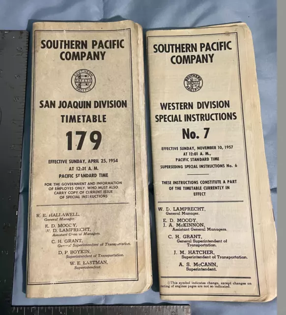 Lot of (2) SOUTHERN PACIFIC RR Emp. TTs (1954-1957)