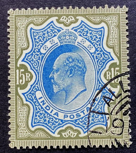 India Kev11 1909 Used Sg 146 15R Blue & Olive-Brown, Cat Val £55