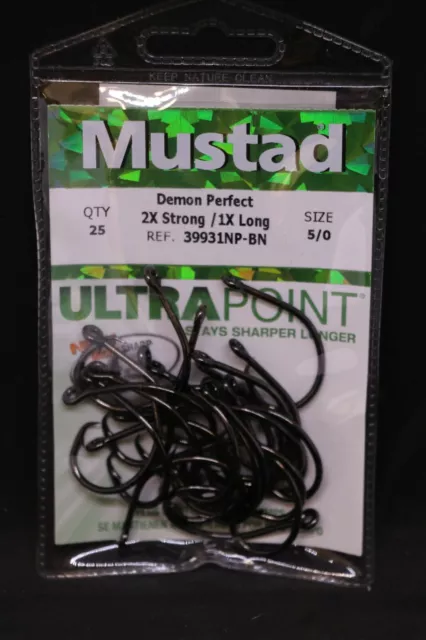 25 Mustad 39951bln-50 Ultra Point Size 5/0 Circle Hooks 1x Fine