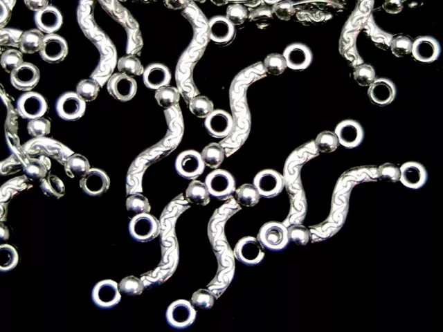 Tibetan Silver Twisted Wave Connectors Jewellery Findings Craft 25mm ML