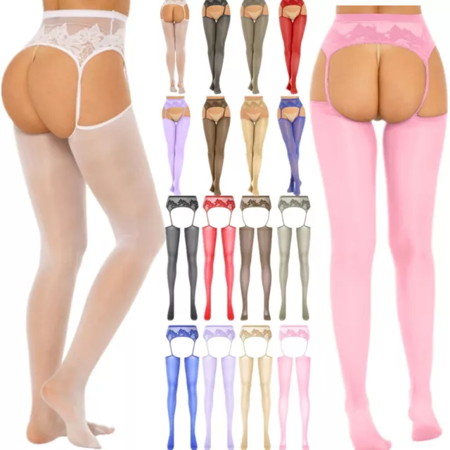 Sexy Women's Hollow Out Open Crotch Long Stockings Suspender Pantyhose Tights