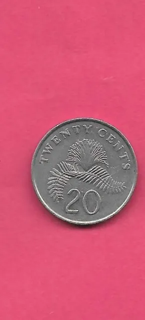 Singapore Km52 1986 Vf-Very Fine Circulated  Old Vintage  20 Cent  Coin