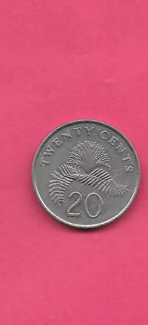 Singapore Km52 1986 Vf-Very Fine Circulated  Old Vintage  20 Cent  Coin