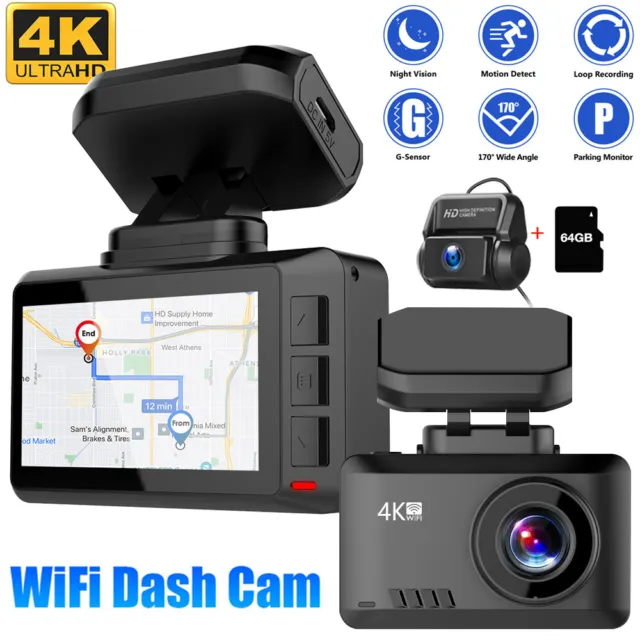 Auto DVR Kamera 4K Dual Objektiv vorne und hinten Dash Cam vorne hinten GPS WIFI