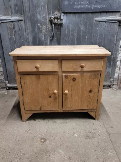 Antique Victorian Pine Rustic Country Farmhouse Sideboard Cupboard