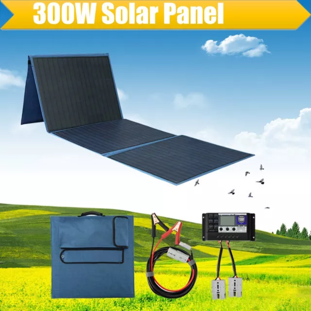 12V 300W Folding Solar Panel Blanket Caravan Completed Kit USB 30A Controller AU