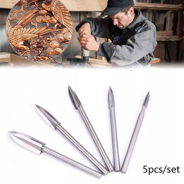 5PCS/set Wood Carving And Engraving Drill Bit Milling Cutter Carving Root TooFE