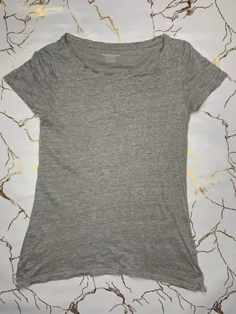 Majestic Filatures Damen-T-Shirt aus grauem Stretch-Leinen-Seiden-Top, Größe 1