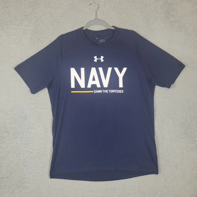 Under Armour Tech Tee Shirt Mens Large US Navy Graphic Damn The Torpedoes