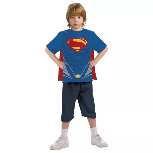Superman Shirt with Cape Kids Costume Top Halloween Fancy Dress Up