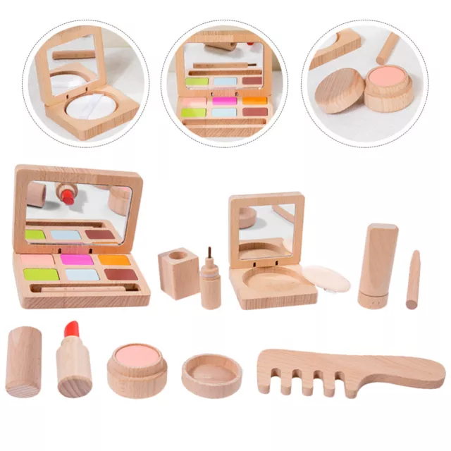 Juego de maquillaje de madera para niñas juguete de salón de belleza para niños pequeños y niños