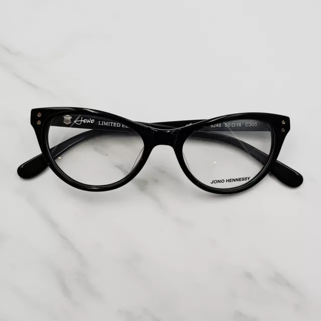 JONO HENNESSY Womens 8248  300 Black Cat Eye Glasses Frame Limited Edition 50/18