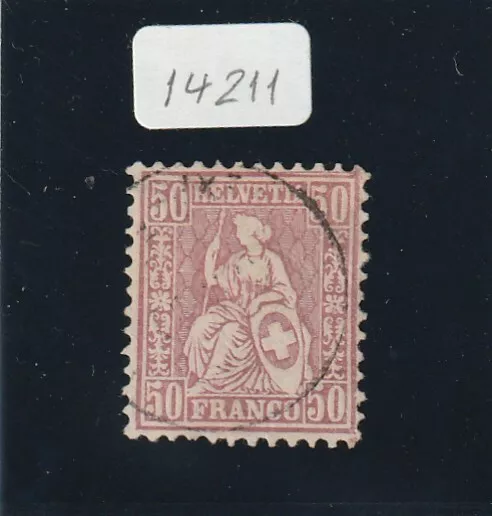 Switzerland 1867. 50 c purple sg 67  fine used. #14211. Seated Helvetia.