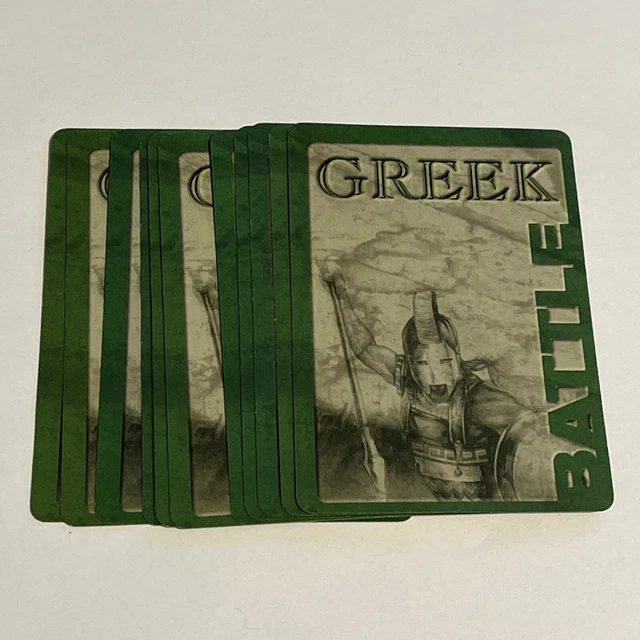 Age Of Mythology Board Game: 12 Replacement Green Greek Battle Cards