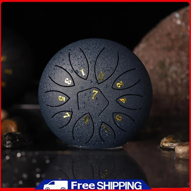 6 Inch 11-Note Tongue Drum with Drumsticks Hand Pan Ethereal Drums (Navy) -
