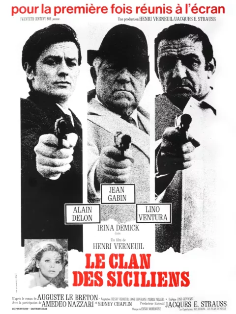 LE CLAN DES SICILIENS, A.DELON, repro affiche cinéma (60x80 cm), HQ