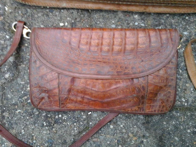 Sac vintage crocodile et cuir fauve - Accessoires & Bagagerie