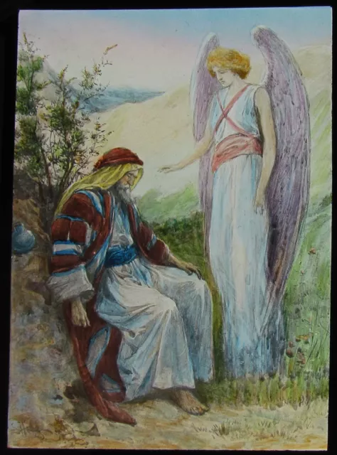 Glass Magic Lantern Slide DESPONDENT MAN WITH ANGEL C1900 RELIGIOUS BIBLE