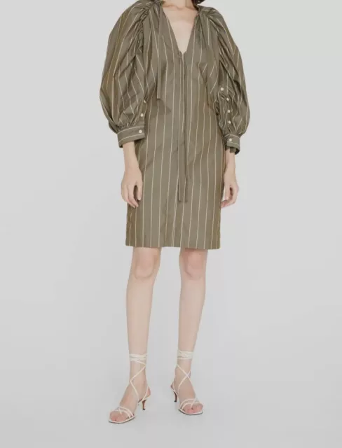 $550 3.1 Phillip Lim Women's Puff Grey Sleeve Striped Poplin Dress Size XS