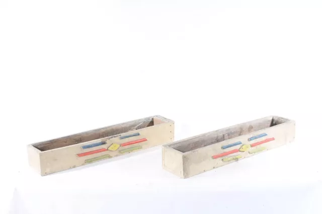 Juego 2X Antiguo Caja Madera Decoración Cuenco Macetero Maceta Vintage