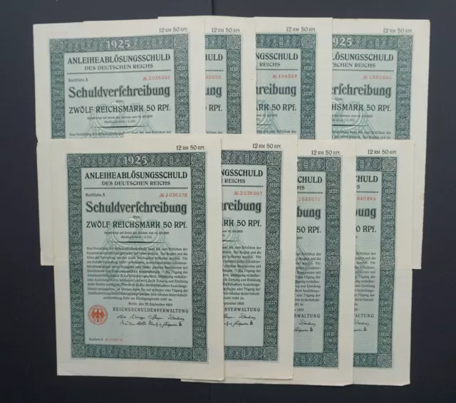 Germany - Deutschen Reichs - 1925 - bond for 12,50 mark  8x