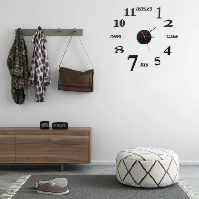 Reloj de pared para oficina 3D reloj digital arte de pared pegatina personalidad decoración
