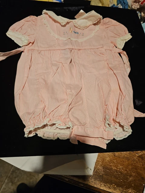 Vintage 80s Nannette Baby Girl One Piece Romper Playsuit Size 12 Months