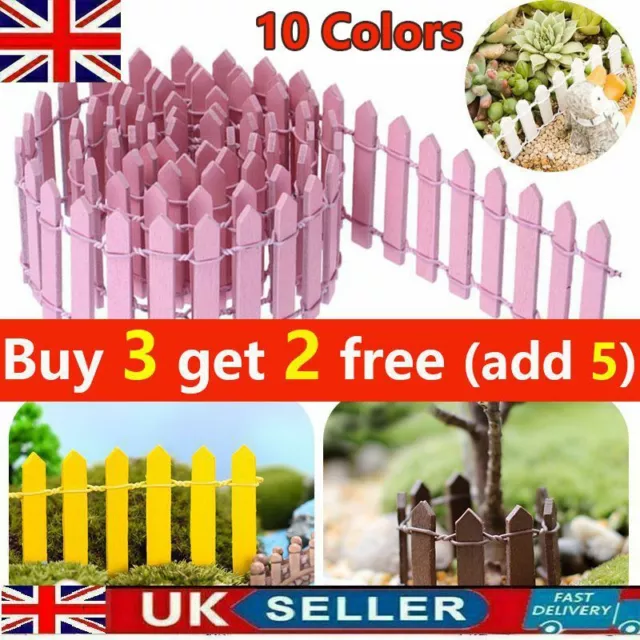 UK DIY Miniature Wood Fence Mini Small Fence Fairy Garden Kit Fit For Succulents