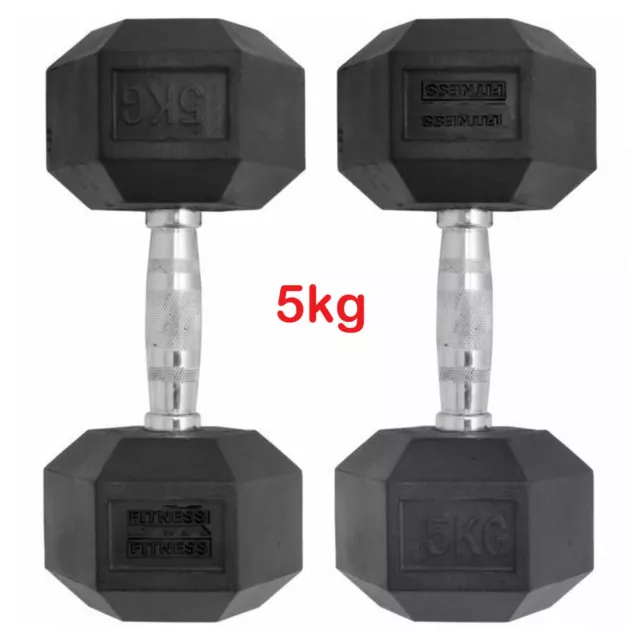 Dumbbells Rubber Encased Hex Weights Sets, Hexagonal Dumbbell Gym Sold In Pairs 2