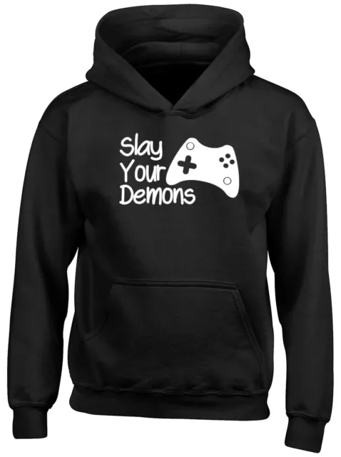 Slay Your Demons Gaming Boys Girls Kids Childrens Hoodie