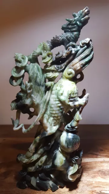 CHIMÈRE, DRAGON en Jadéite (expertisé). CHINE XXème