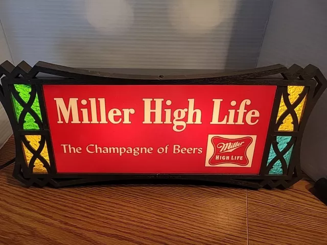 (VTG) 1960s Miller High Life beer Back Bar light up sign Game Room Man Cave NOS