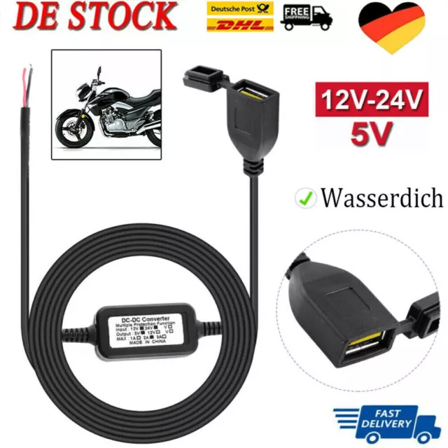 12V Motorrad Lenker USB Buchse Steckdose Ladegerät Mit Schalter Wasserdicht NEU