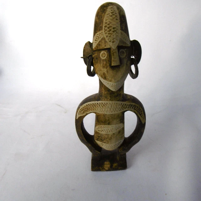 Cadre Photo Décoratif En Pierre Avec Statuette Africaine - Pour Photo 15x11 Cm, Occasion (bon état)