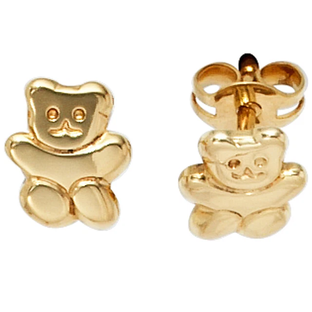 JOBO  "40087" Kinder Ohrstecker Teddy-Bär 333 Gold Gelbgold Ohrringe Kinderohrri