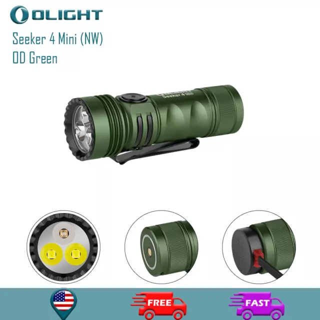 Olight Seeker 4 Mini 1200 Lumens Rechargeable LED Flashlight with UV Light (NW)