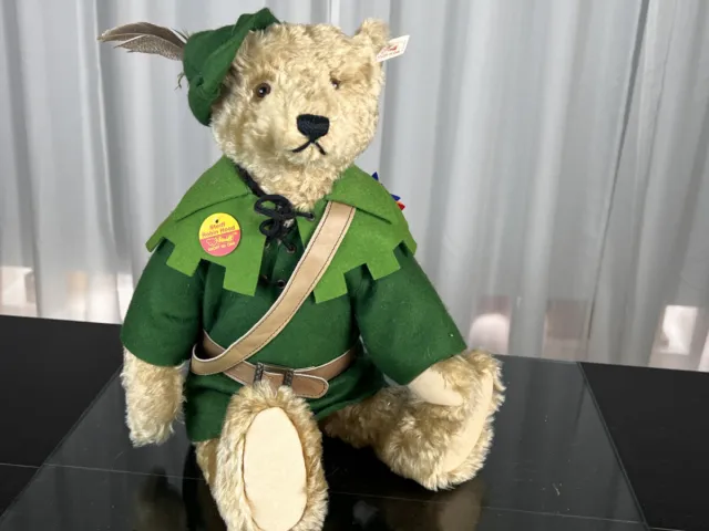 Steiff Tier 655203 Teddy Bär Robin Hood 45 cm. Top Zustand