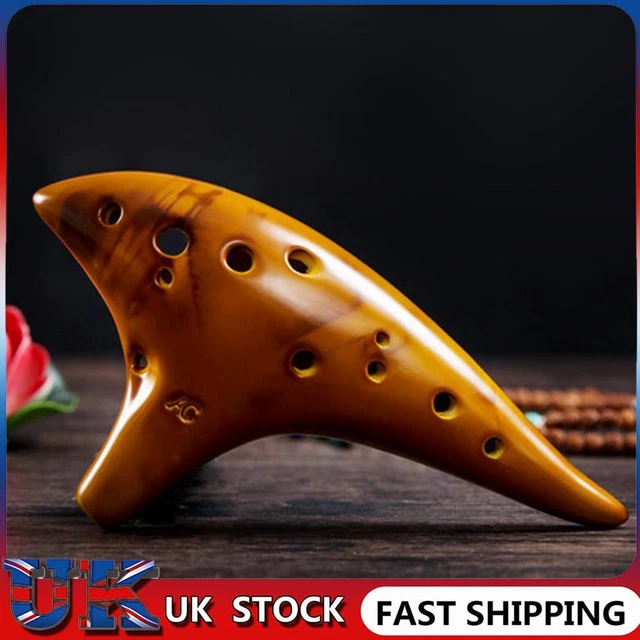 ❀ 12 Hole Smokey Fired Ocarinas with Protective Bag Alto C Tone Ocarina (Gold)