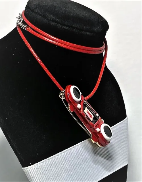 Betsey Johnson  Brooch Pin Red Boom Box  Enamel A Free Red Leather Choker Cord