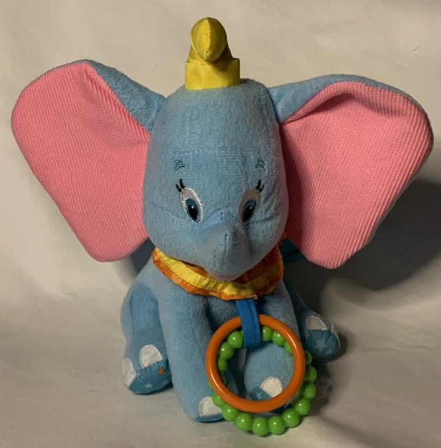 9" Disney Baby Dumbo Activity Toy Plush Stuffed Rattle Crinkle Teether Chimes