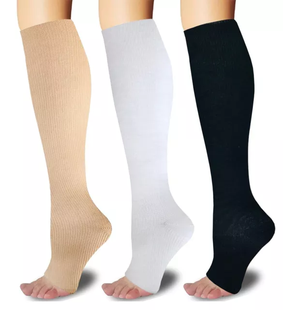 3PAIRS TOELESS OPEN Toe 15-20Mmhg Compression Socks for Men Women ...