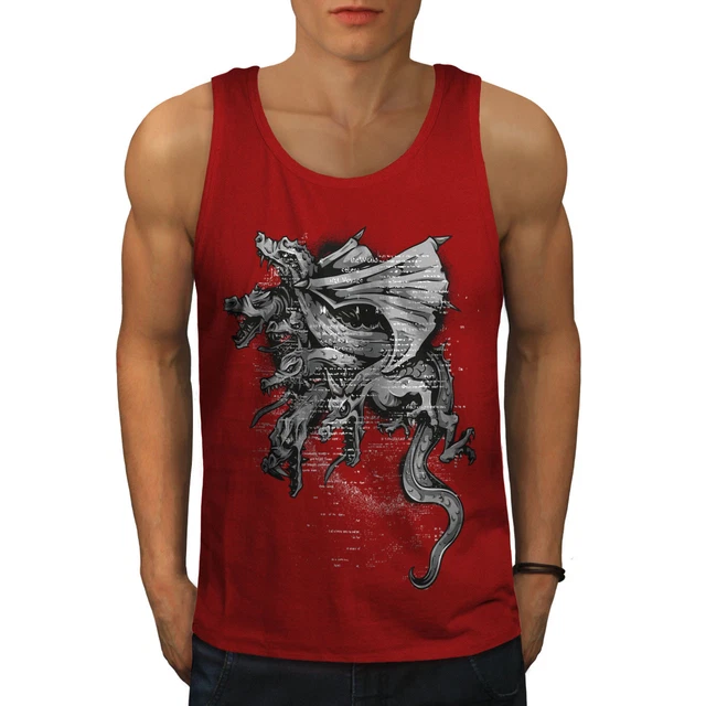 Wellcoda Dragon Gang Mob Crew Mens Tank Top, Fantasy Active Sports Shirt