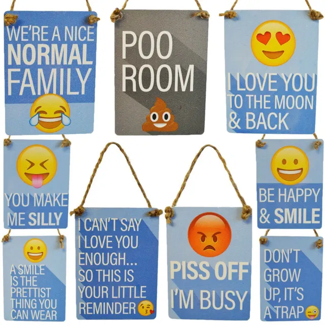 Mini Metal Funny Signs Emoji Emoti Hanging Novelty Toilet Family Home Love Smile