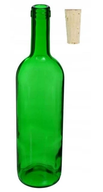 Lot De 8 Bouteilles Vin Vide 750 Ml En Verre Made In Italy – Vert Olive, Avec Ou Sans Bouchon Liège Naturel