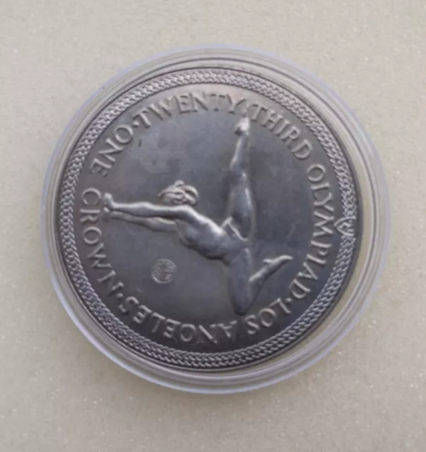 1984 Isle Of Man Olympic One 1 Crown Coin - Gymnastics