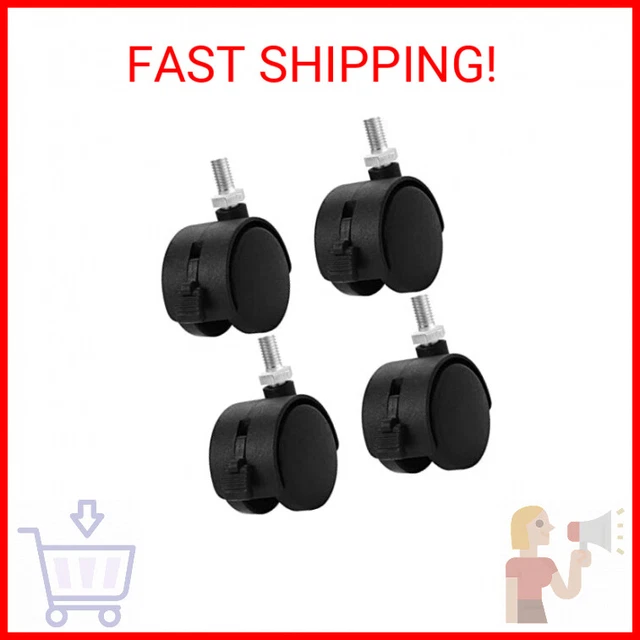 4 Pack Caster Wheels 1.5 Inch M8 Threaded Stem Casters, Nylon Plastic Swivel